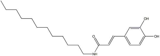 (E)-N-ドデシル-3-(3,4-ジヒドロキシフェニル)プロペンアミド 化学構造式