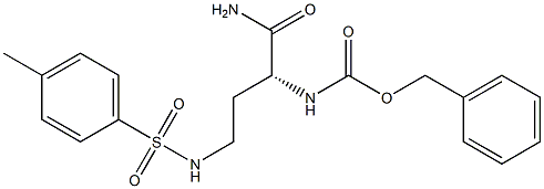 (+)-[(R)-1-カルバモイル-3-(p-トリルスルホニルアミノ)プロピル]カルバミン酸ベンジル 化学構造式