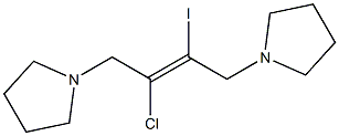 1,1'-[(E)-2-クロロ-3-ヨード-2-ブテン-1,4-ジイル]ビス(ピロリジン) 化学構造式
