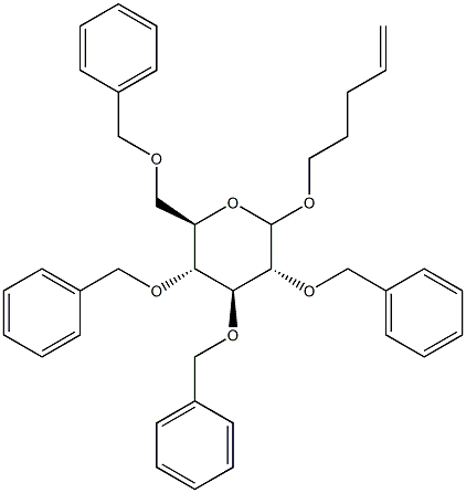 4-ペンテニル2-O,3-O,4-O,6-O-テトラベンジル-D-グルコピラノシド 化学構造式