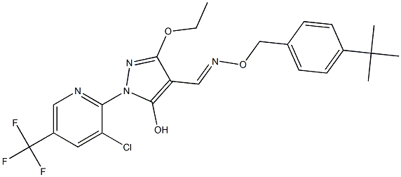 1-[3-chloro-5-(trifluoromethyl)-2-pyridinyl]-3-ethoxy-5-hydroxy-1H-pyrazole-4-carbaldehyde O-[4-(tert-butyl)benzyl]oxime