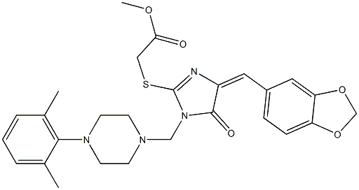 methyl 2-[(4-(1,3-benzodioxol-5-ylmethylene)-1-{[4-(2,6-dimethylphenyl)piperazino]methyl}-5-oxo-4,5-dihydro-1H-imidazol-2-yl)sulfanyl]acetate