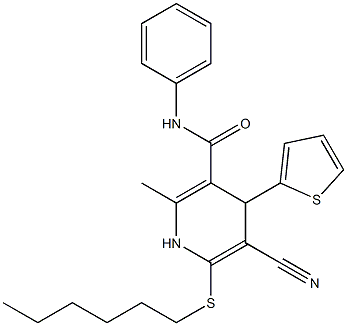 5-cyano-6-(hexylsulfanyl)-2-methyl-N-phenyl-4-(2-thienyl)-1,4-dihydro-3-pyridinecarboxamide