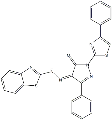 3-phenyl-1-(4-phenyl-1,3-thiazol-2-yl)-1H-pyrazole-4,5-dione 4-[N-(1,3-benzothiazol-2-yl)hydrazone]