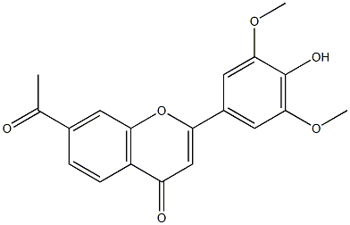 7-アセチル-4'-ヒドロキシ-3',5'-ジメトキシフラボン 化学構造式