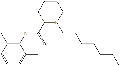 1-オクチル-N-(2,6-ジメチルフェニル)ピペリジン-2-カルボキサミド 化学構造式