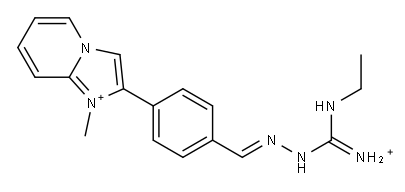 2-[4-[2-[イミニオ(エチルアミノ)メチル]ヒドラゾノメチル]フェニル]-1-メチルイミダゾ[1,2-a]ピリジン-1-イウム 化学構造式