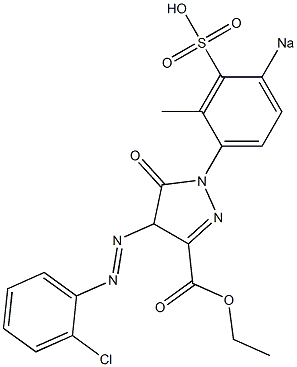 5-オキソ-4,5-ジヒドロ-4-[(2-クロロフェニル)アゾ]-1-(2-メチル-4-ソジオスルホフェニル)-1H-ピラゾール-3-カルボン酸エチル 化学構造式