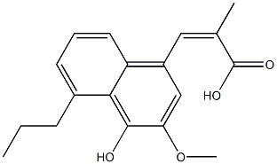 (Z)-3-(4-ヒドロキシ-3-メトキシ-5-プロピル-1-ナフタレニル)-2-メチルアクリル酸 化学構造式