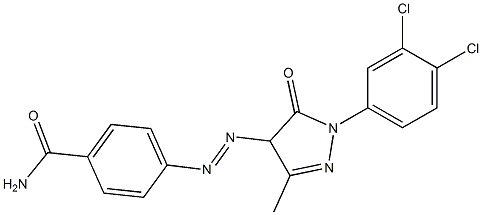 4-(4-Carbamoylphenylazo)-1-(3,4-dichlorophenyl)-3-methyl-5(4H)-pyrazolone Struktur