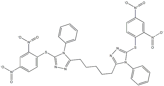 5,5'-(1,5-ペンタンジイル)ビス[4-(フェニル)-3-(2,4-ジニトロフェニルチオ)-4H-1,2,4-トリアゾール] 化学構造式