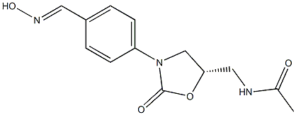 (5S)-5-Acetylaminomethyl-3-[4-hydroxyiminomethylphenyl]oxazolidin-2-one 结构式