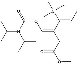 (3Z,4Z)-3-[[(ジイソプロピルアミノ)カルボニルオキシ]メチレン]-4-(トリメチルシリル)-4-ヘキセン酸メチル 化学構造式