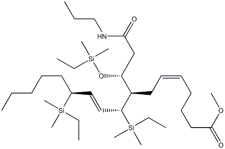 (5Z,8R,9R,10E,12S)-8-[(1R)-1-(ジメチルエチルシリルオキシ)-2-(N-プロピルカルバモイル)エチル]-9,12-ビス(ジメチルエチルシリル)-5,10-ヘプタデカジエン酸メチル 化学構造式