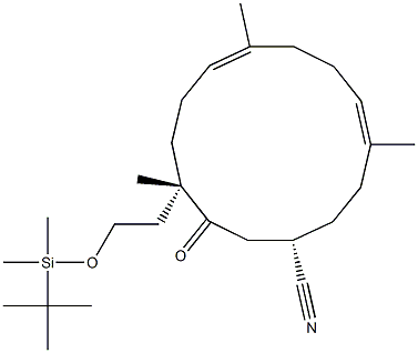 (1S,4S,7E,11E)-4-[2-(tert-Butyldimethylsiloxy)ethyl]-3-oxo-4,8,12-trimethylcyclotetradeca-7,11-diene-1-carbonitrile