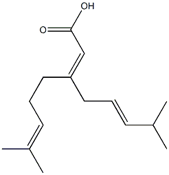 (2E,5E)-3-(4-メチル-3-ペンテニル)-7-メチル-2,5-オクタジエン酸 化学構造式