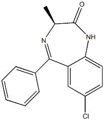 (3S)-7-クロロ-1,3-ジヒドロ-3α-メチル-5-フェニル-2H-1,4-ベンゾジアゼピン-2-オン 化学構造式