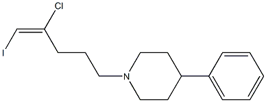 1-[(E)-4-クロロ-5-ヨード-4-ペンテニル]-4-フェニルピペリジン 化学構造式