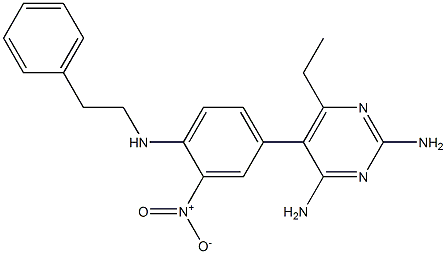 2,4-ジアミノ-6-エチル-5-(3-ニトロ-4-[(2-フェニルエチル)アミノ]フェニル)ピリミジン 化学構造式