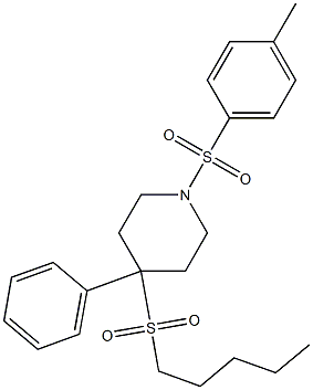 4-(ペンチルスルホニル)-4-フェニル-1-(p-トリルスルホニル)ピペリジン 化学構造式