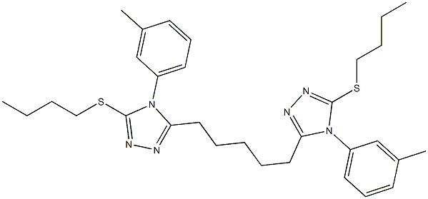 5,5'-(1,5-ペンタンジイル)ビス[4-(3-メチルフェニル)-3-ブチルチオ-4H-1,2,4-トリアゾール] 化学構造式