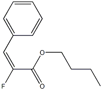 (E)-3-フェニル-2-フルオロアクリル酸ブチル 化学構造式
