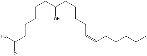 (12Z)-7-ヒドロキシ-12-オクタデセン酸 化学構造式