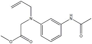 (3-アセチルアミノ-N-アリルアニリノ)酢酸メチル 化学構造式