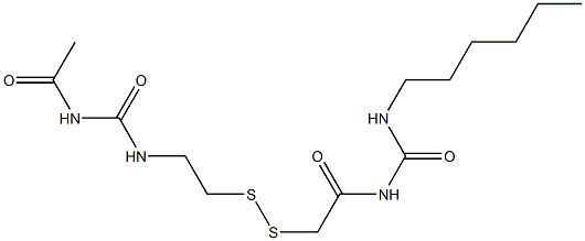 1-アセチル-3-[2-[[(3-ヘキシルウレイド)カルボニルメチル]ジチオ]エチル]尿素 化学構造式
