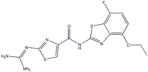 2-(ジアミノメチレンアミノ)-N-(4-エトキシ-7-フルオロ-2-ベンゾチアゾリル)チアゾール-4-カルボアミド 化学構造式