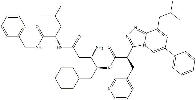 (2S)-2-[[(3S,4S)-3-Amino-5-cyclohexyl-4-[[(2R)-2-(8-isobutyl-6-phenyl-1,2,4-triazolo[4,3-a]pyrazin-3-yl)-3-(3-pyridinyl)propanoyl]amino]pentanoyl]amino]-4-methyl-N-(2-pyridinylmethyl)valeramide