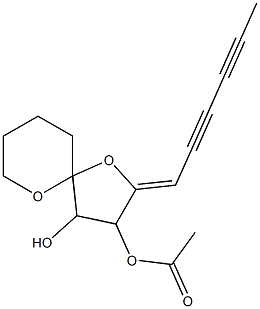 2-[(Z)-2,4-ヘキサジイニリデン]-3-アセトキシ-1,6-ジオキサスピロ[4.5]デカン-4-オール 化学構造式