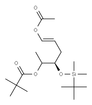 (4R)-1-アセトキシ-4-(tert-ブチルジメチルシリルオキシ)-5-ピバロイルオキシ-1-ヘキセン 化学構造式