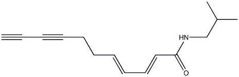 (2E,4E)-N-イソブチルウンデカ-2,4-ジエン-8,10-ジインアミド 化学構造式