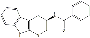 (3R)-3-ベンゾイルアミノ-2,3,4,9-テトラヒドロチオピラノ[2,3-b]インドール 化学構造式