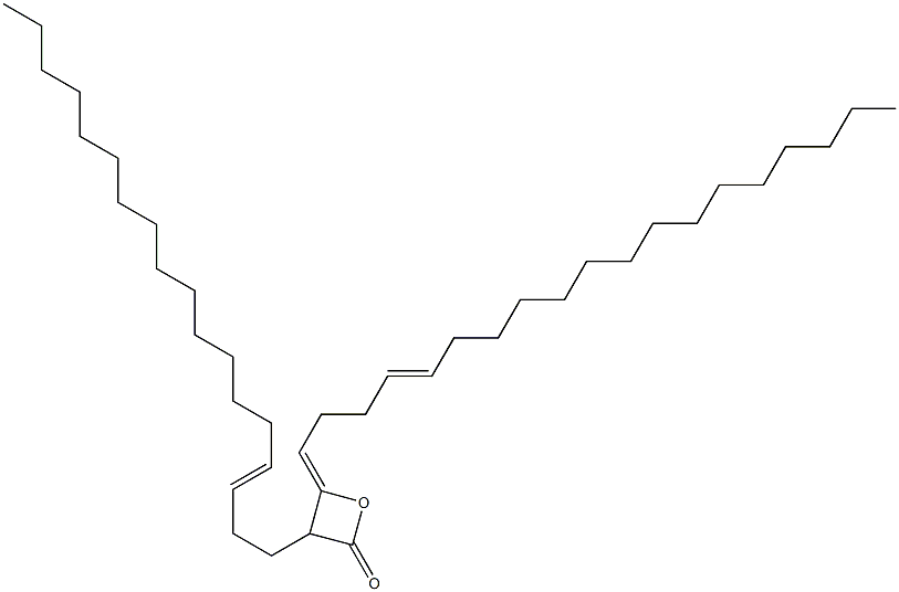 3-(3-オクタデセニル)-4-(4-ノナデセン-1-イリデン)オキセタン-2-オン 化学構造式