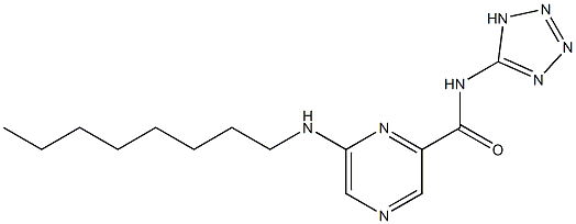 6-オクチルアミノ-N-(1H-テトラゾール-5-イル)ピラジン-2-カルボアミド 化学構造式