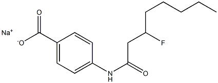 4-[(3-フルオロオクタノイル)アミノ]ベンゼンカルボン酸ナトリウム 化学構造式