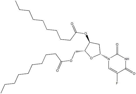 5-フルオロ-2'-デオキシウリジン3',5'-ジデカノアート 化学構造式