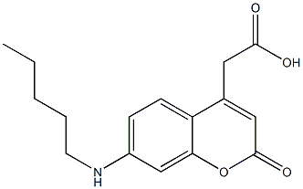 7-(ペンチルアミノ)-2-オキソ-2H-1-ベンゾピラン-4-酢酸 化学構造式