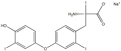 (R)-2-アミノ-3-[4-(4-ヒドロキシ-3-ヨードフェノキシ)-2-ヨードフェニル]-2-ヨードプロパン酸ナトリウム 化学構造式