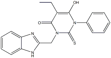 3-(1H-Benzimidazol-2-ylmethyl)-1,2-dihydro-6-hydroxy-2-thioxo-1-phenyl-5-ethylpyrimidin-4(3H)-one Structure
