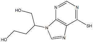 2-(6-メルカプト-9H-プリン-9-イル)-1,4-ブタンジオール 化学構造式