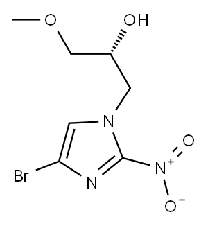 (R)-2-(4-ブロモ-2-ニトロ-1H-イミダゾール-1-イル)-1-メトキシメチルエタノール 化学構造式