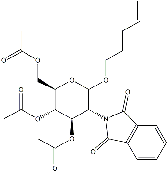(4-ペンテニル)3-O,4-O,6-O-トリアセチル-2-[(1,3-ジヒドロ-1,3-ジオキソ-2H-イソインドール)-2-イル]-2-デオキシ-D-グルコピラノシド 化学構造式