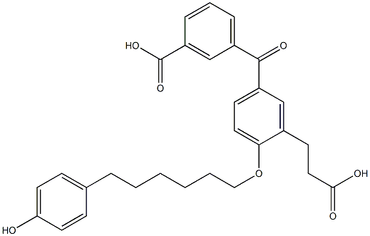 5-(3-Carboxybenzoyl)-2-[6-(4-hydroxyphenyl)hexyloxy]benzenepropanoic acid
