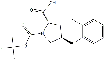 反式-N-BOC-4-(2-甲基苄基)-L-脯氨酸 结构式