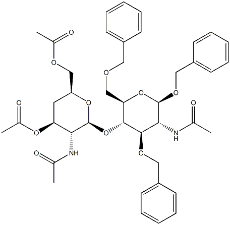 2-Acetamido-4-O-(2-acetamido-3,6-di-O-acetyl-2,4-dideoxy-b-D-glucopyranosyl)-1,3,6-tri-O-benzyl-2-deoxy-b-D-glucopyranoside Structure
