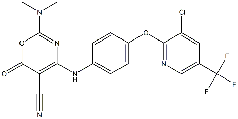4-(4-{[3-chloro-5-(trifluoromethyl)-2-pyridinyl]oxy}anilino)-2-(dimethylamino)-6-oxo-6H-1,3-oxazine-5-carbonitrile