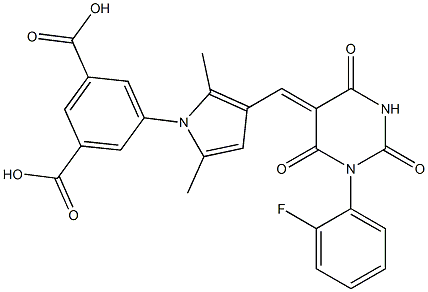 5-{3-[(1-(2-fluorophenyl)-2,4,6-trioxotetrahydro-5(2H)-pyrimidinylidene)methyl]-2,5-dimethyl-1H-pyrrol-1-yl}isophthalic acid
